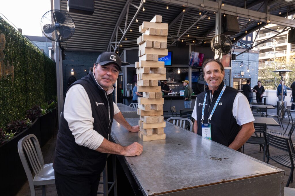 Attendees playing jenga